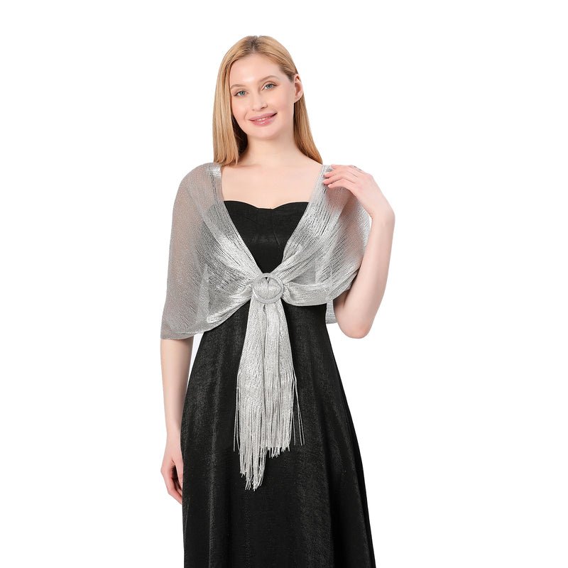 CrossKulture - PlatinumDust shimmer stole front model view