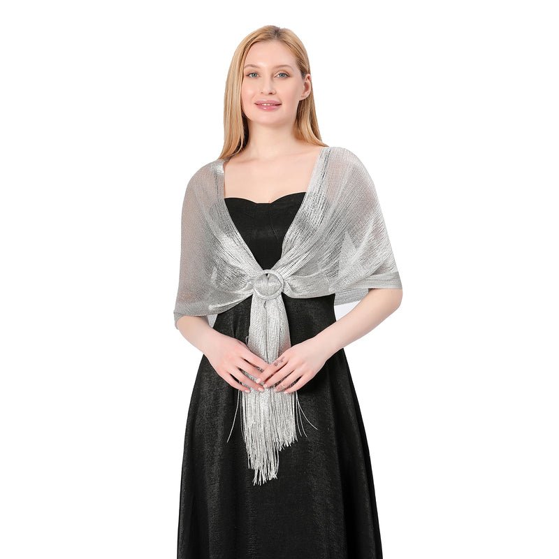 CrossKulture - PlatinumDust shimmer stole front model view