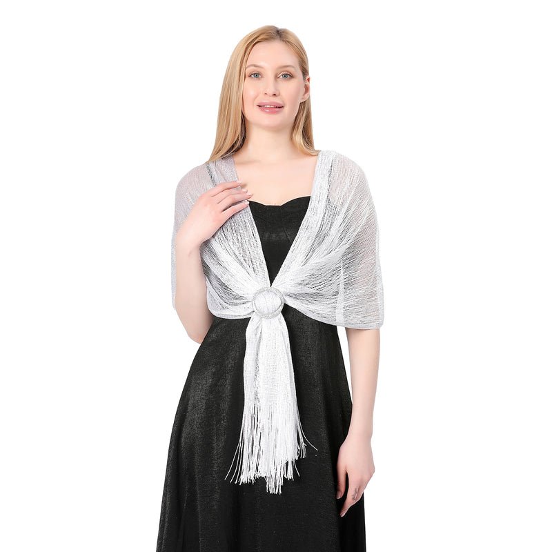 CrossKulture - WhiteMirage shimmer stole front model view