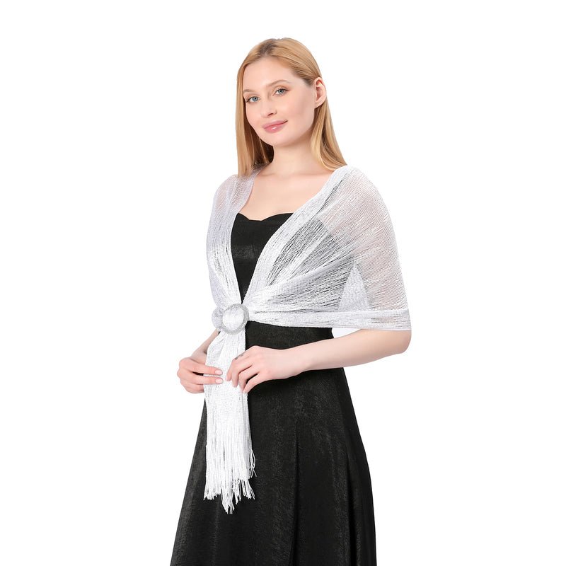CrossKulture - WhiteMirage shimmer stole side model view