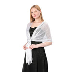 CrossKulture - WhiteMirage shimmer stole side model view