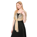 CrossKulture - MoltenGold shimmer stole front model view