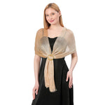 CrossKulture - MoltenGold shimmer stole front model view