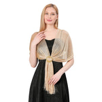CrossKulture - MoltenGold shimmer stole front model view