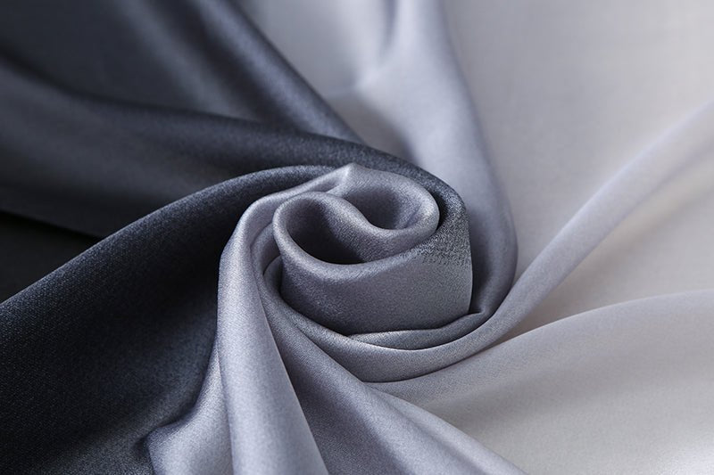 CrossKulture - RoyalMonsoonMood Gradient Grey Long Satin Scarf fabric detailing view