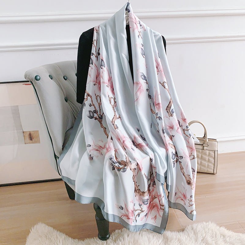 CrossKulture - DivineZion Long Satin Scarf Grey Pink styled on a hanger view
