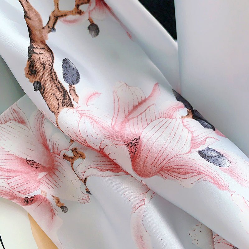 CrossKulture - DivineZion Long Satin Scarf Grey Pink fabric detailing view