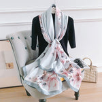 CrossKulture - DivineZion Long Satin Scarf Grey Pink styled on a hanger view