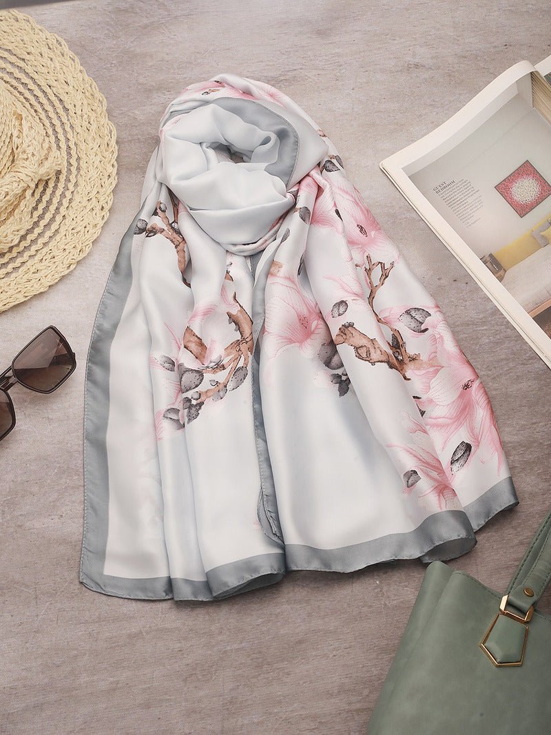 CrossKulture - DivineZion Long Satin Scarf Grey Pink round styled view