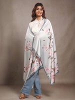 CrossKulture - DivineZion Long Satin Scarf Grey Pink front model view