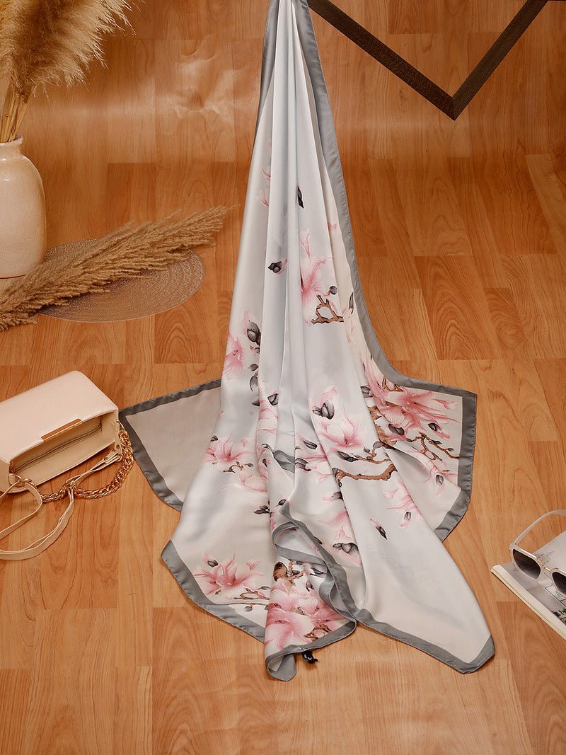 CrossKulture - DivineZion Long Satin Scarf Grey Pink flare view