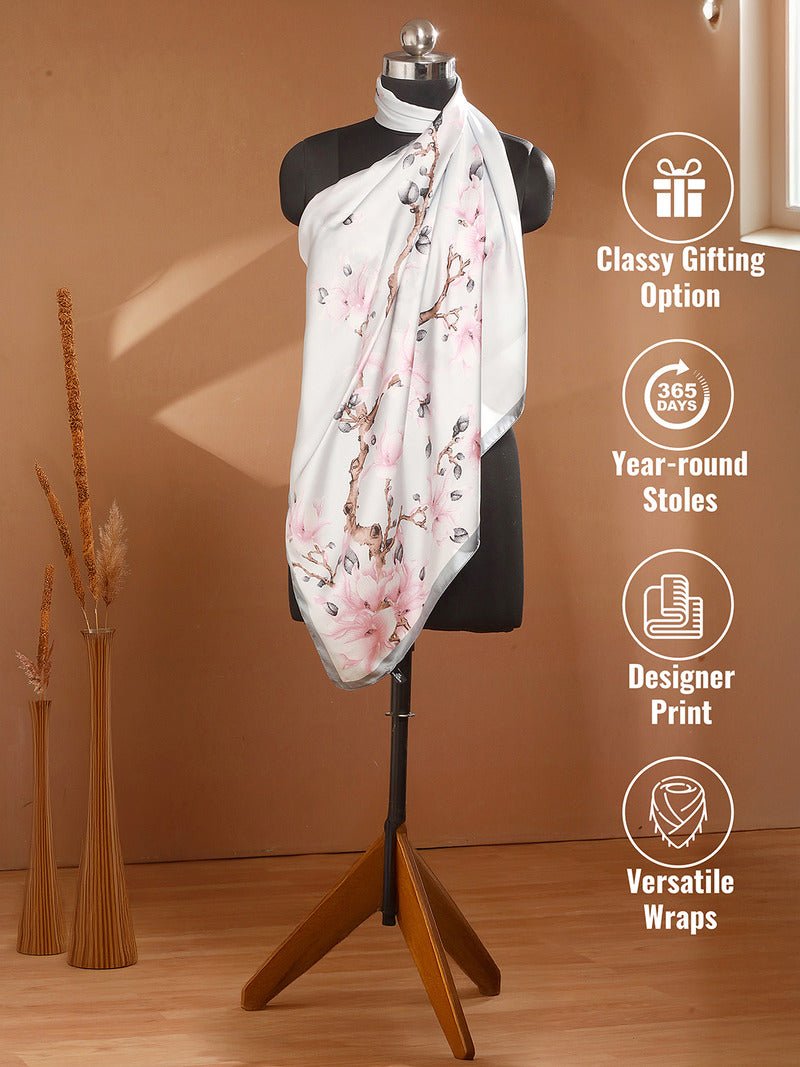 CrossKulture - DivineZion Long Satin Scarf Grey Pink inforgaphic image