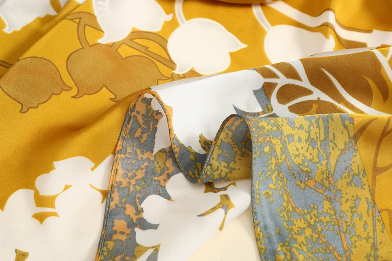 CrossKulture - GoldenAura Long Satin Scarf Golden fabric detailing view