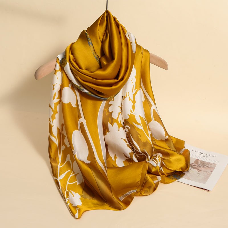CrossKulture - GoldenAura Long Satin Scarf Golden round style view