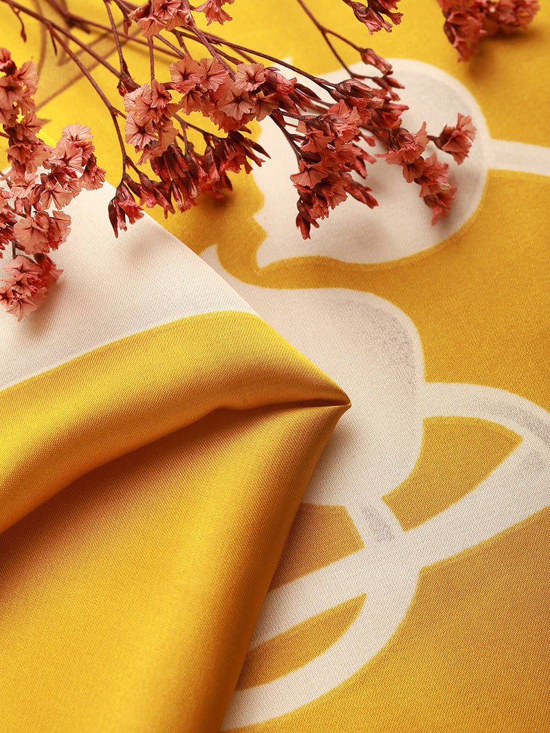 CrossKulture - GoldenAura Long Satin Scarf Golden fabric detailing view