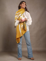 CrossKulture - GoldenAura Long Satin Scarf Golden front model view