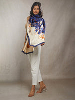 CrossKulture - RoyalKiss Long Satin Scarf Blue front model view