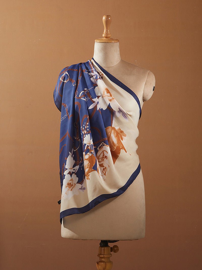 CrossKulture - RoyalKiss Long Satin Scarf Blue mannequin view