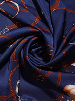 CrossKulture - RoyalKiss Long Satin Scarf Blue fabric detailing view