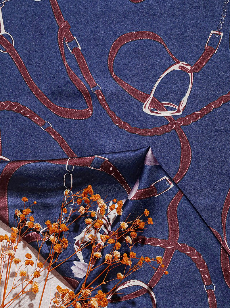 CrossKulture - RoyalKiss Long Satin Scarf Blue fabric detailing view