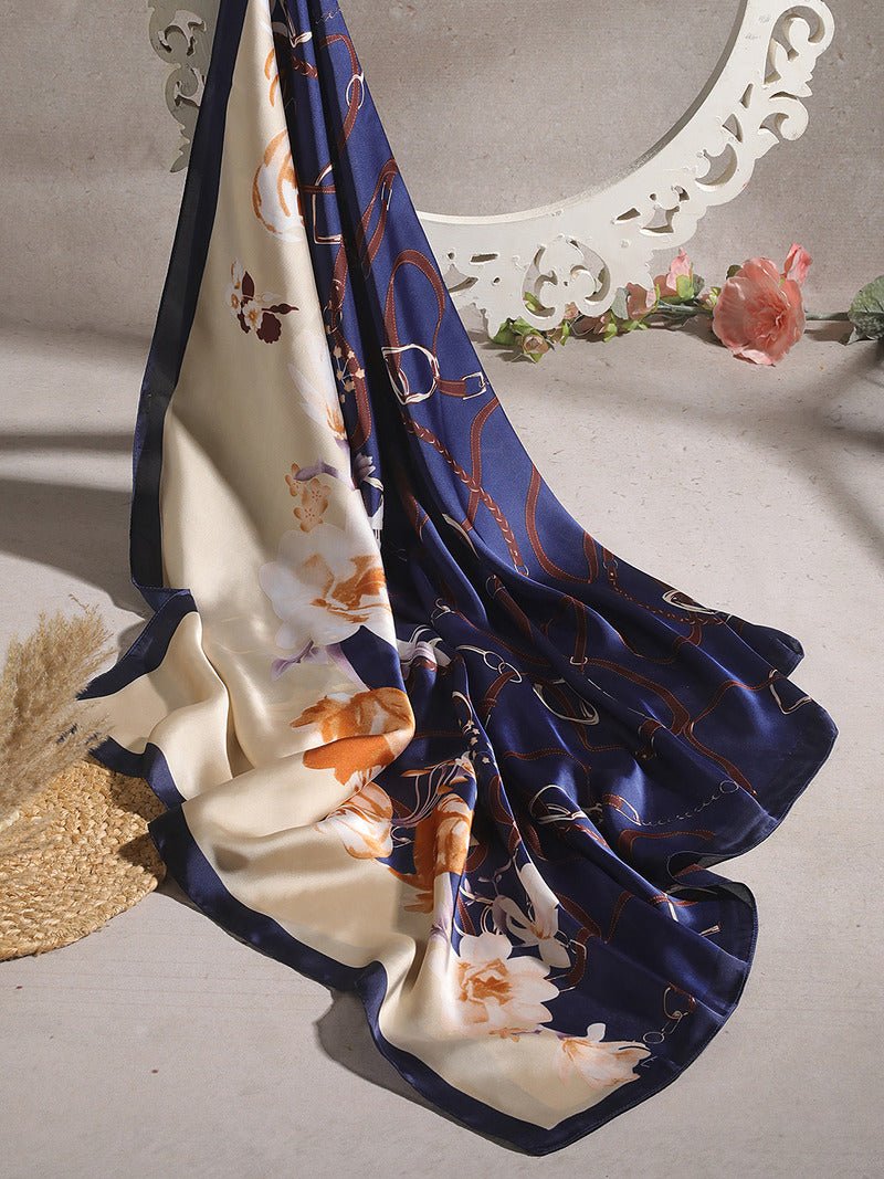 CrossKulture - RoyalKiss Long Satin Scarf Blue flare view