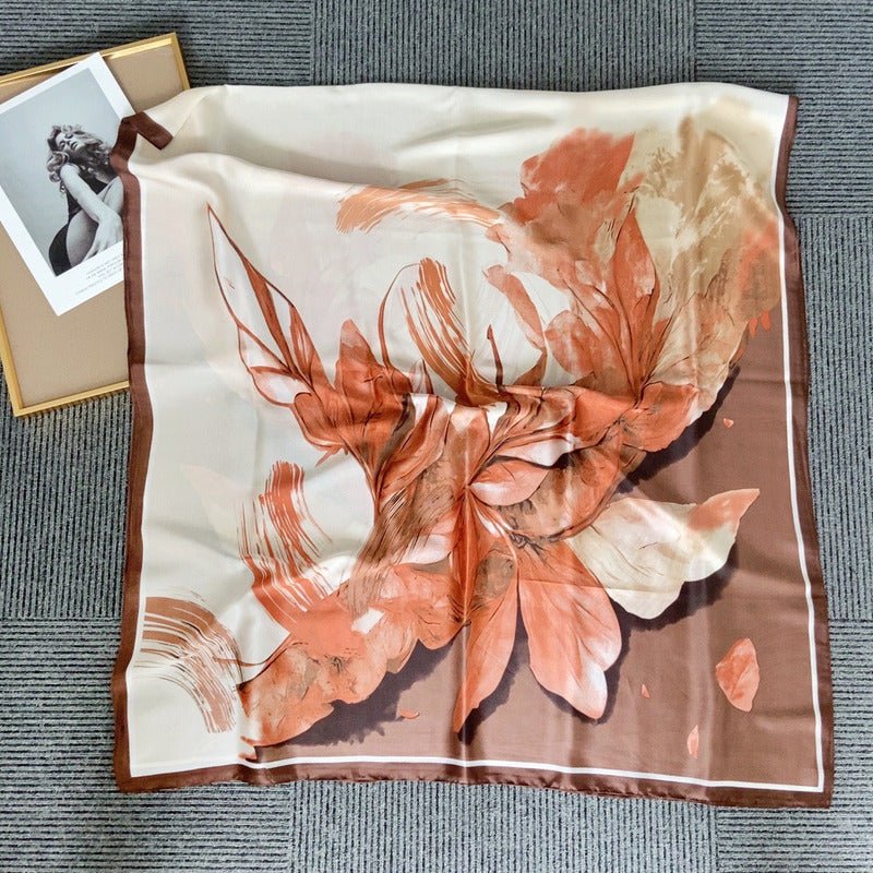 CrossKulture - SunsetAllure Long Satin Scarf Rust full open view
