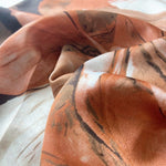 CrossKulture - SunsetAllure Long Satin Scarf Rust fabric detailing view