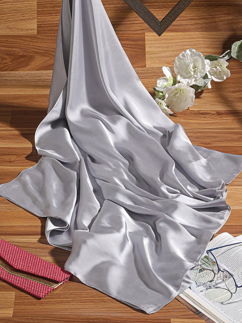 CrossKulture - SilverStreak Long Satin Scarf Silver flare view