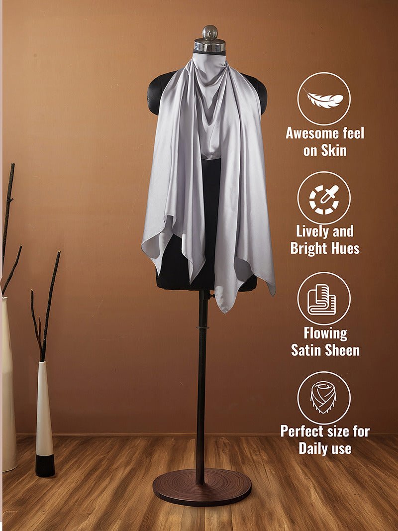 CrossKulture - SilverStreak Long Satin Scarf Silver infographic image