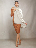CrossKulture - DustySprinkle Long Satin Scarf Champagne front model view