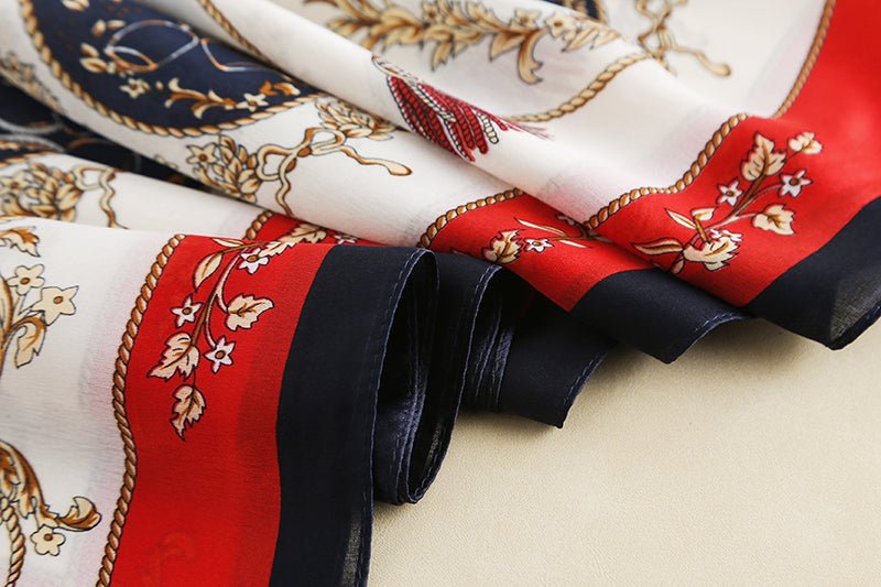 CrossKulture - RoyalChariot Long Satin Scarf Creme edge view