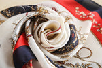 CrossKulture - RoyalChariot Long Satin Scarf Creme fabric detailing view
