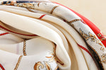 CrossKulture - RoyalChariot Long Satin Scarf Creme fabric detailing view