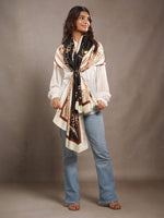 CrossKulture - GlamorousLinks Long Satin Scarf Black front model view