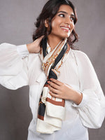 CrossKulture - GlamorousLinks Long Satin Scarf Black side model view