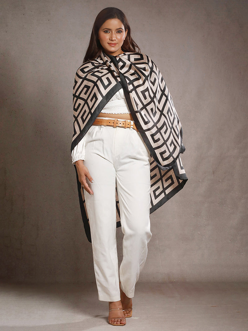 BlackMaze Long Satin Scarf Black