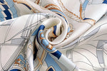 CrossKulture - WhiteSail Large Square Satin Scarf Blue fabric detailing view