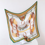 CrossKulture - PearlyPine Large Square Satin Scarf Green full open view