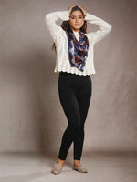 CrossKulture - EntagledChains Large Square Satin Scarf Blue front model view