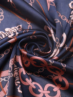 CrossKulture - EntagledChains Large Square Satin Scarf Blue fabric detailing view