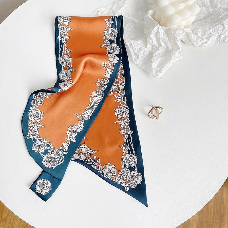 CrossKulture - SaffronVine Satin Neck Scarf Orange open view