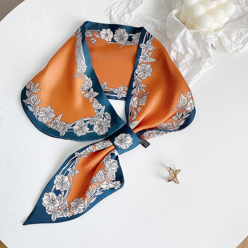 CrossKulture - SaffronVine Satin Neck Scarf Orange knot style view
