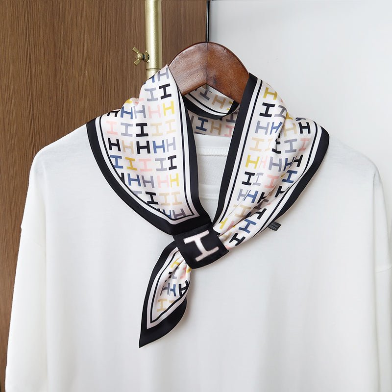CrossKulture - HueHarmony Satin Neck Scarf hanging on hanger