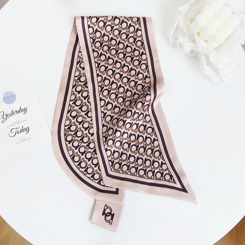 CrossKulture - ChampagneScript Satin Neck Scarf Pink full view