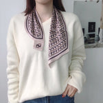 CrossKulture - ChampagneScript Satin Neck Scarf Pink front model view