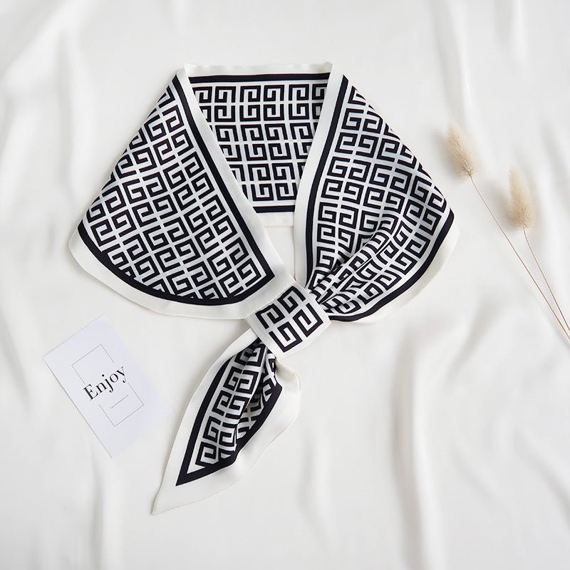 CrossKulture - IvoryEclipse Satin Neck Scarf Black knot style view
