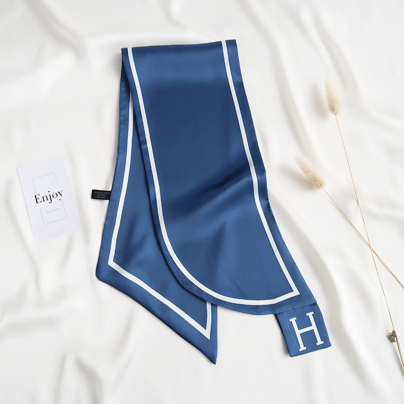 SaphireGrace Satin Neck Scarf Blue