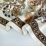 CrossKulture - GorgeousSpring Small Square Satin Scarf OffWhite Multicoloured fabric detailing view