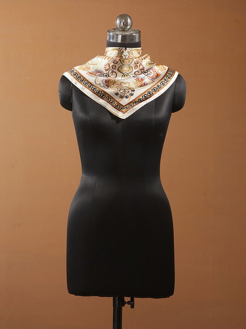 CrossKulture - GorgeousSpring Small Square Satin Scarf OffWhite Multicoloured mannequin view