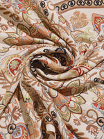 CrossKulture - GorgeousSpring Small Square Satin Scarf OffWhite Multicoloured print detailing view